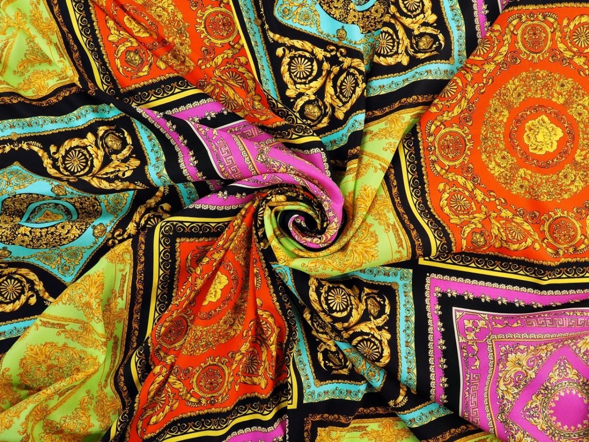 jedwab elastyczny krepa kolorowe kwadraty ornamenty jedwab elastyczny krepa kolorowe kwadraty ornamenty