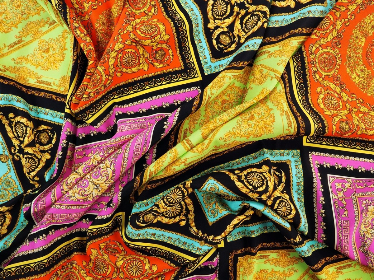 jedwab elastyczny krepa kolorowe kwadraty ornamenty jedwab elastyczny krepa kolorowe kwadraty ornamenty