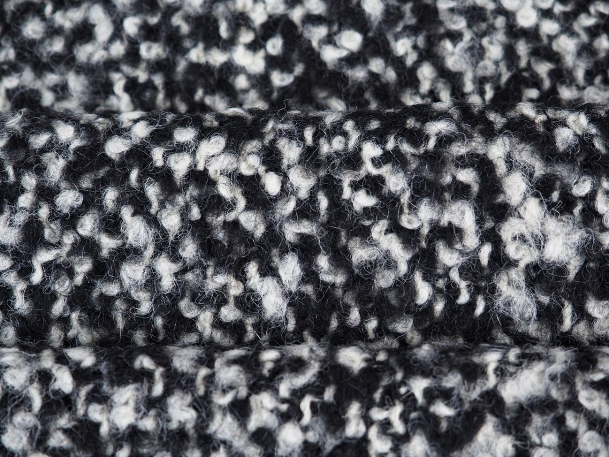 dzianina wełniana boucle czarny biały dzianina wełniana boucle czarny biały