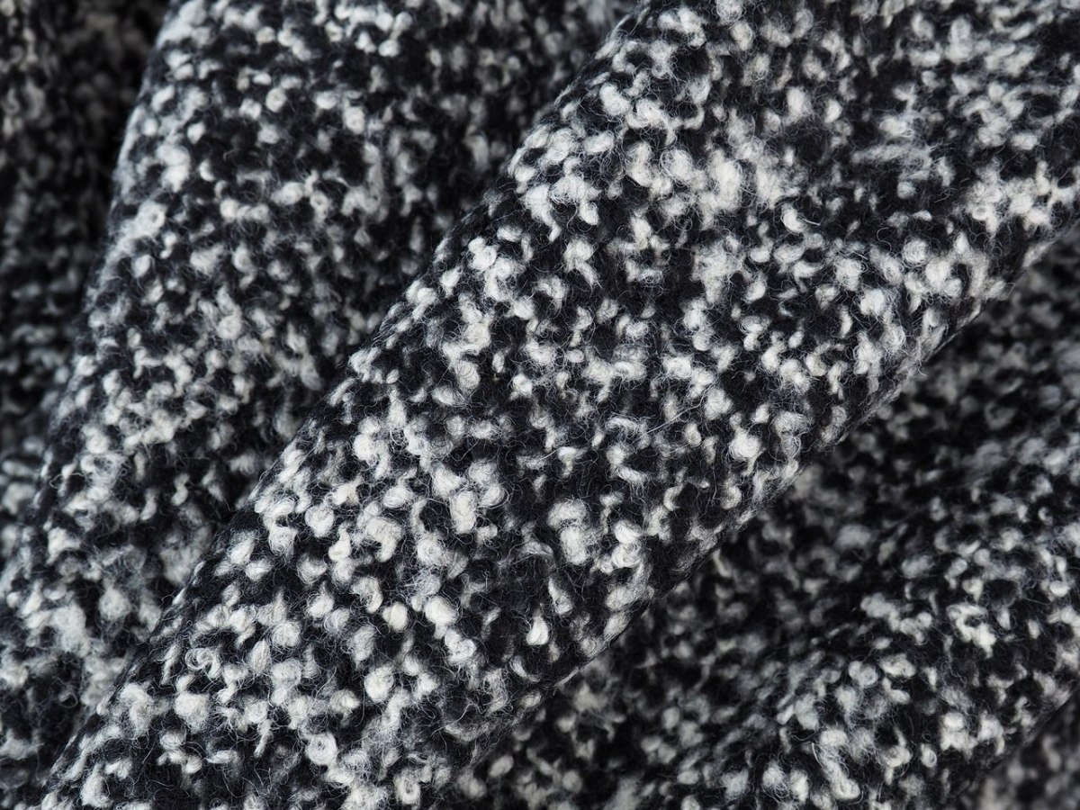 dzianina wełniana boucle czarny biały dzianina wełniana boucle czarny biały