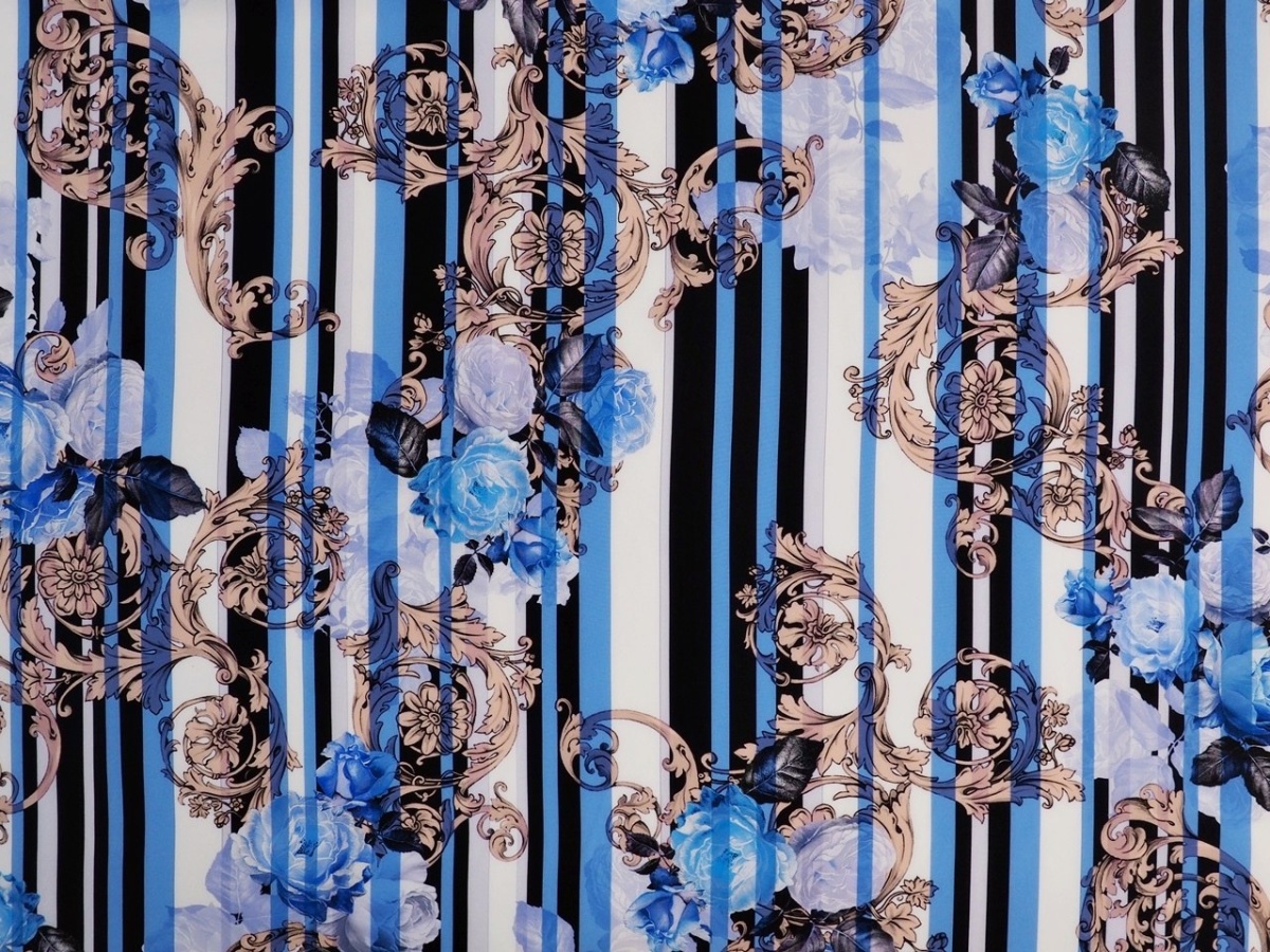 jedwab krepa pionowe pasy róże ornamenty jedwab krepa pionowe pasy róże ornamenty