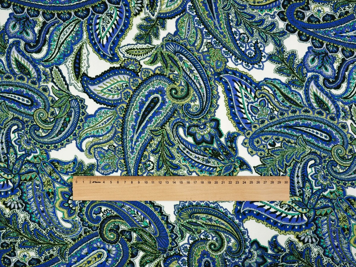 wiskoza paisley niebieski zielony wiskoza paisley niebieski zielony