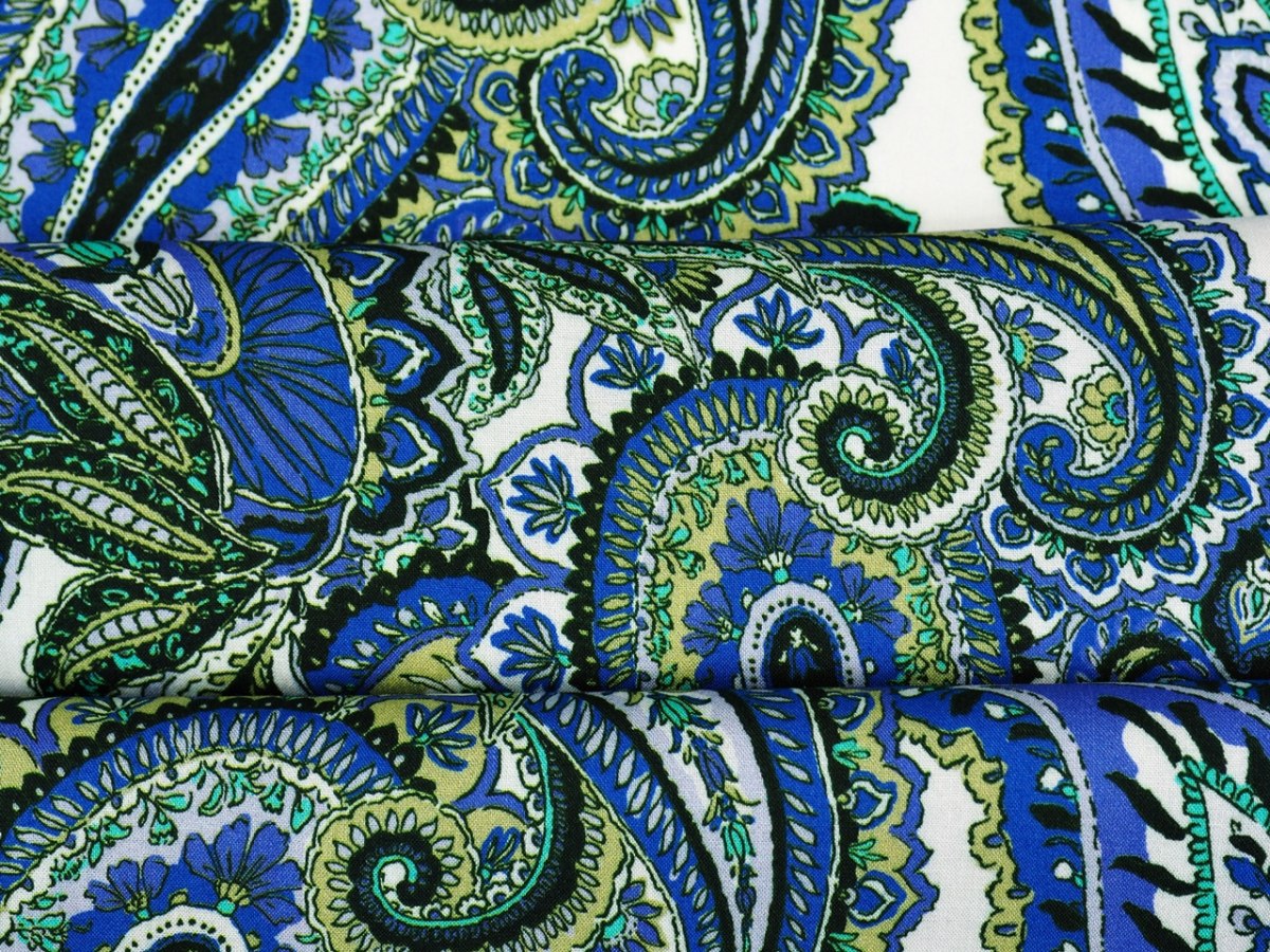 wiskoza paisley niebieski zielony wiskoza paisley niebieski zielony