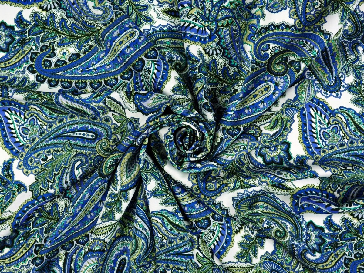 wiskoza paisley niebieski zielony wiskoza paisley niebieski zielony