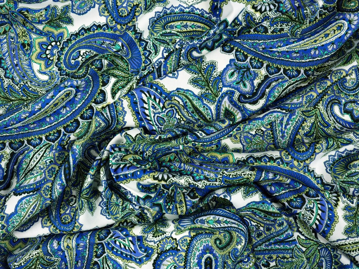 wiskoza paisley niebieski zielony wiskoza paisley niebieski zielony