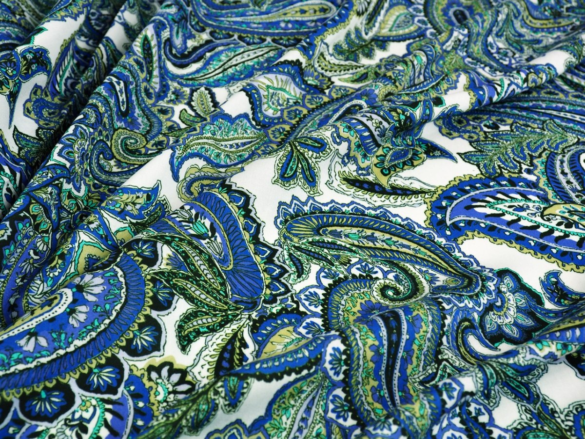 wiskoza paisley niebieski zielony wiskoza paisley niebieski zielony