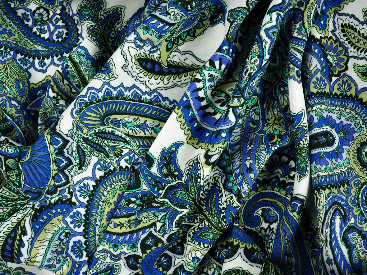 wiskoza paisley niebieski zielony wiskoza paisley niebieski zielony