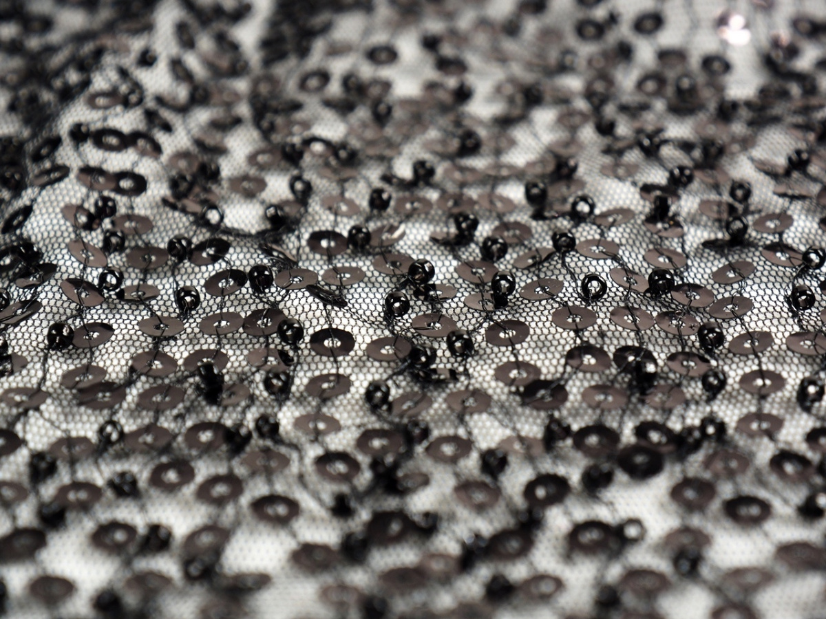 cekiny koraliki tiul czarny