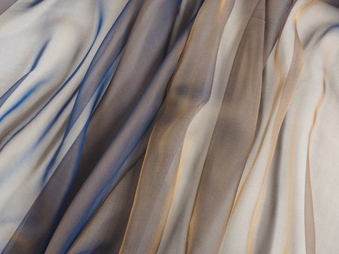 jedwab szyfon stare złoto niebieski