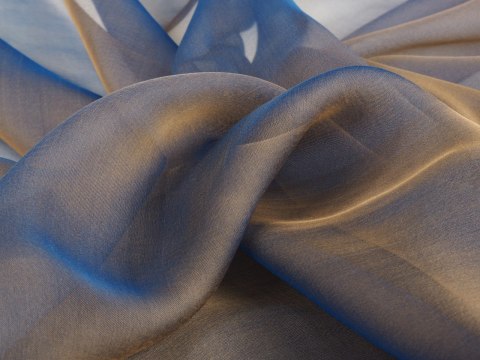 jedwab szyfon stare złoto niebieski