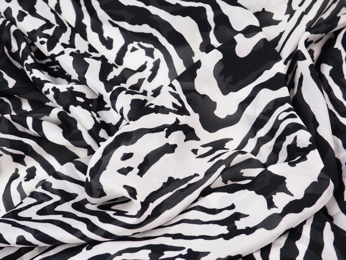 Jedwab szyfon - Zebra i cętki Jedwab szyfon - Zebra i cętki