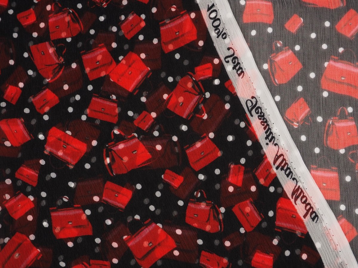 Jedwab szyfon kreszowany - Torebki i groszki Jedwab szyfon kreszowany - Torebki i groszki