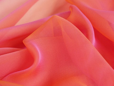 Jedwab szyfon - Różowy perłowy pomarańczowy