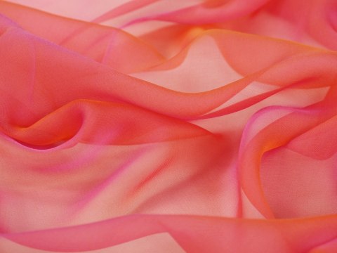 Jedwab szyfon - Różowy perłowy pomarańczowy
