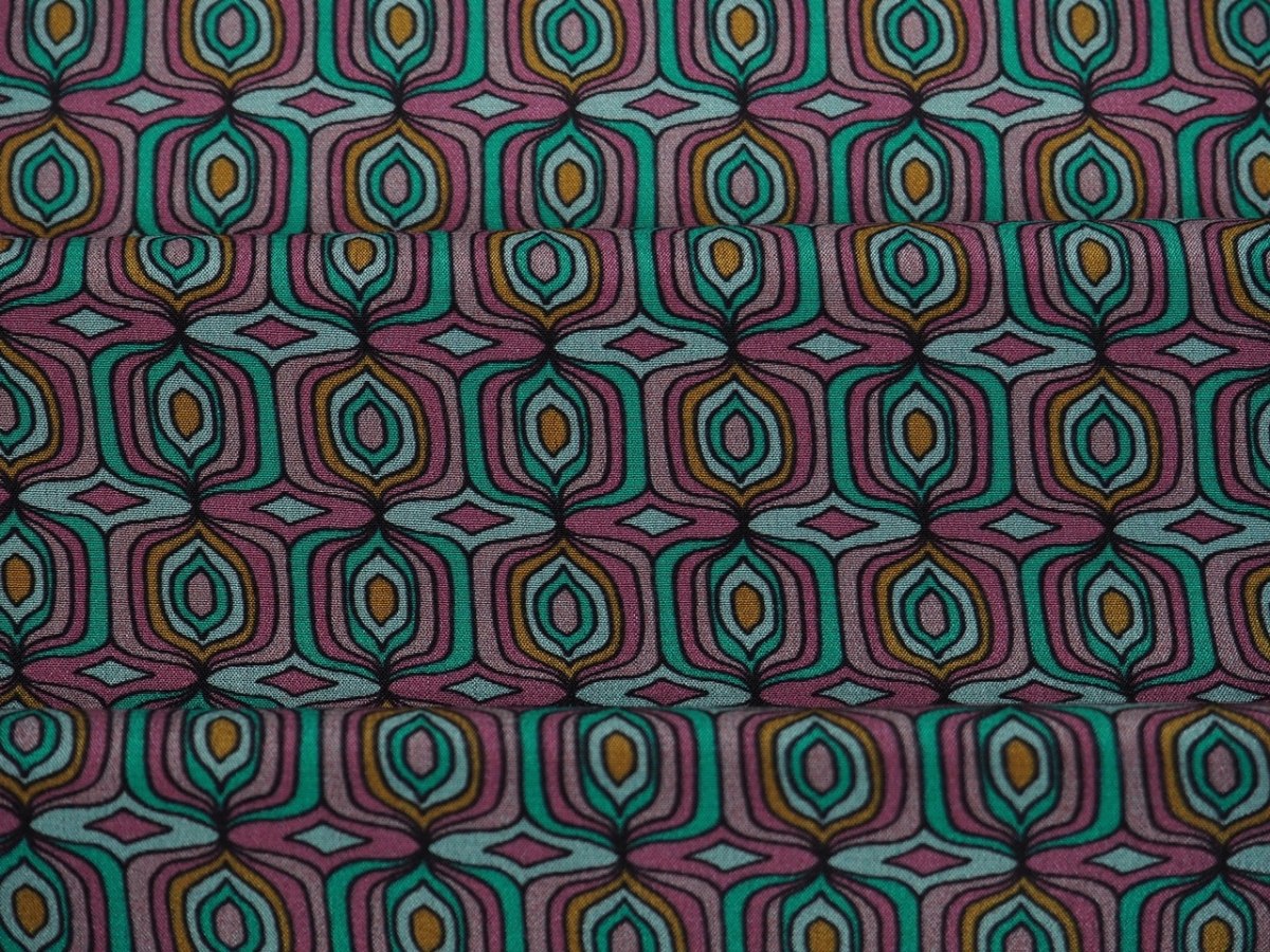 Jedwab krepa - Vintage geometryczny wzór Jedwab krepa - Vintage geometryczny wzór