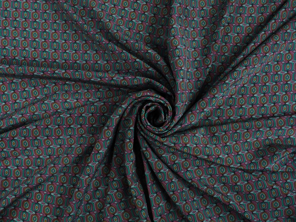Jedwab krepa - Vintage geometryczny wzór Jedwab krepa - Vintage geometryczny wzór