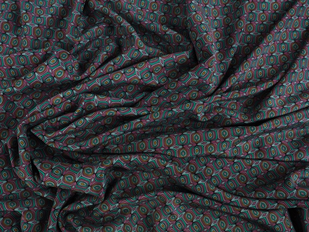 Jedwab krepa - Vintage geometryczny wzór Jedwab krepa - Vintage geometryczny wzór