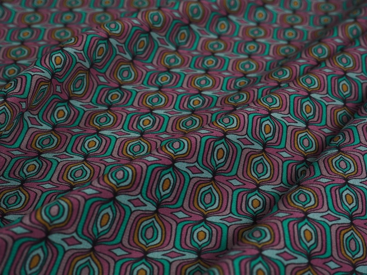 Jedwab krepa - Vintage geometryczny wzór Jedwab krepa - Vintage geometryczny wzór