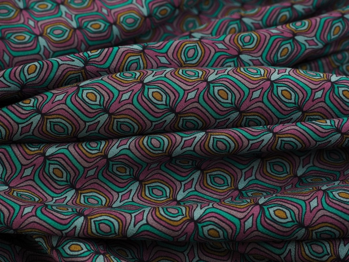Jedwab krepa - Vintage geometryczny wzór Jedwab krepa - Vintage geometryczny wzór