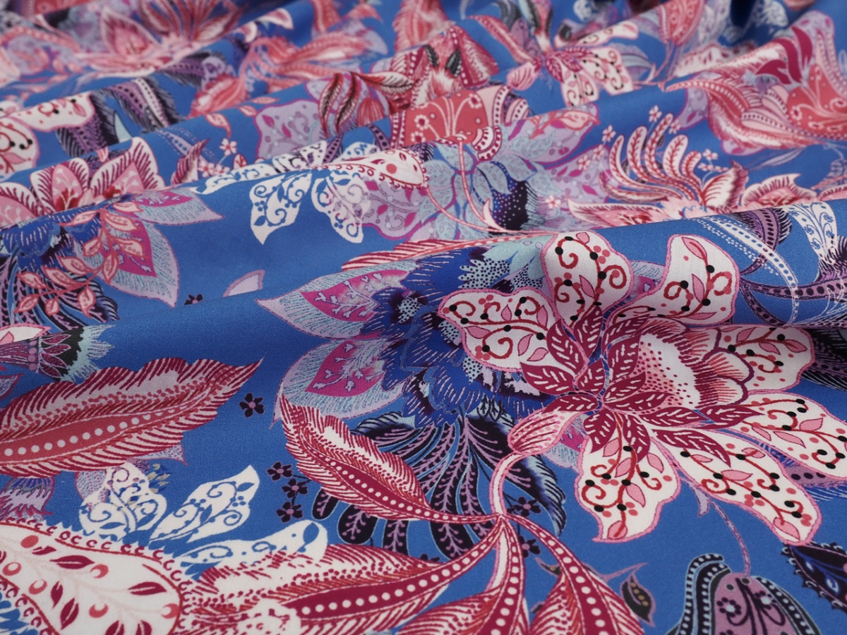 Bawełna - Kwiaty indyjskie błękit Bawełna - Kwiaty indyjskie błękit