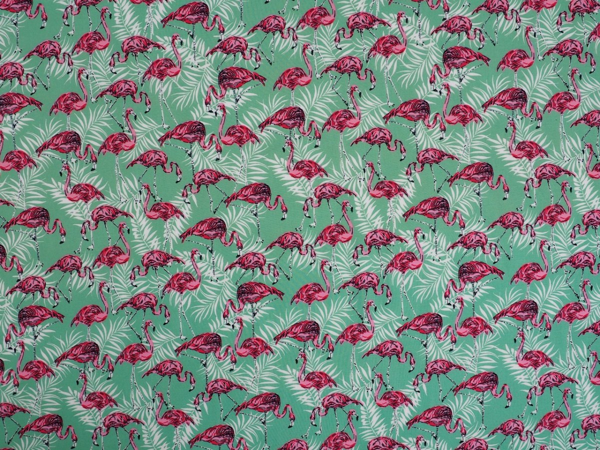Wiskoza - Flamingi na mięcie Wiskoza - Flamingi na mięcie