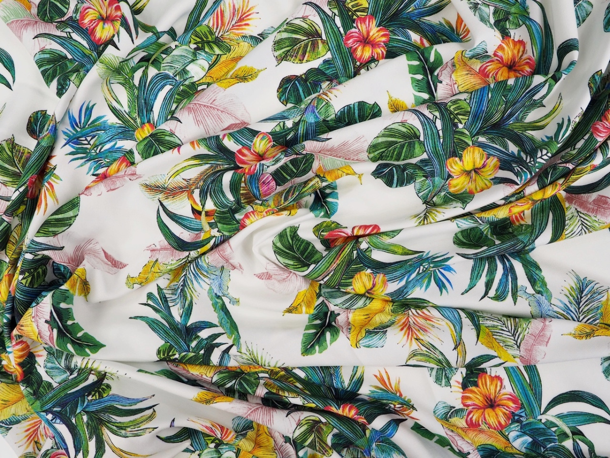 Wiskoza twill - Tropikalne bukiety Wiskoza twill - Tropikalne bukiety