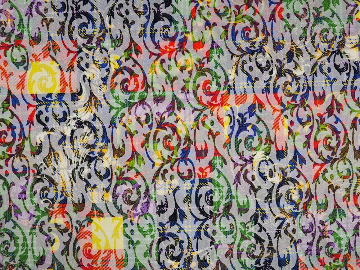 Żakard bawełniany - Krata i ornamenty Żakard bawełniany - Krata i ornamenty