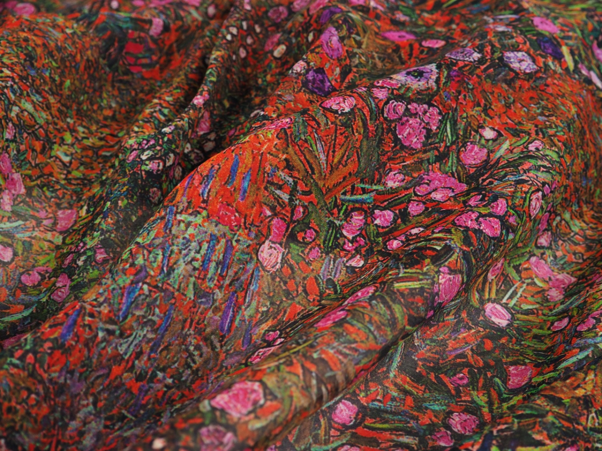 Jedwab z bawełną batyst - Kwiatowa abstrakcja