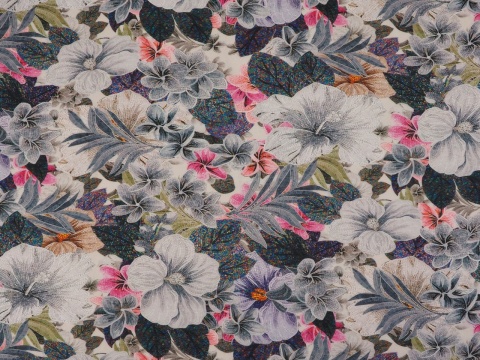 Jedwab z bawełną batyst - Mozaikowe kwiaty