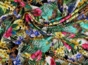 Jedwab twill - Tropikalne kwiaty, łańcuchy, border Jedwab twill - Tropikalne kwiaty, łańcuchy, border