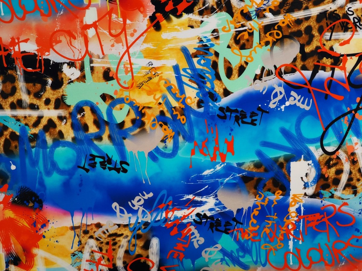 Jedwab elastyczny - Ściana graffiti błękit Jedwab elastyczny - Ściana graffiti błękit