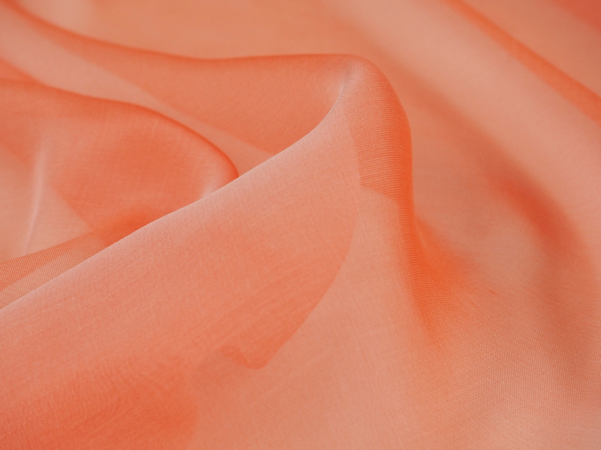 Jedwab szyfon - Łososiowy pomarańcz perłowy