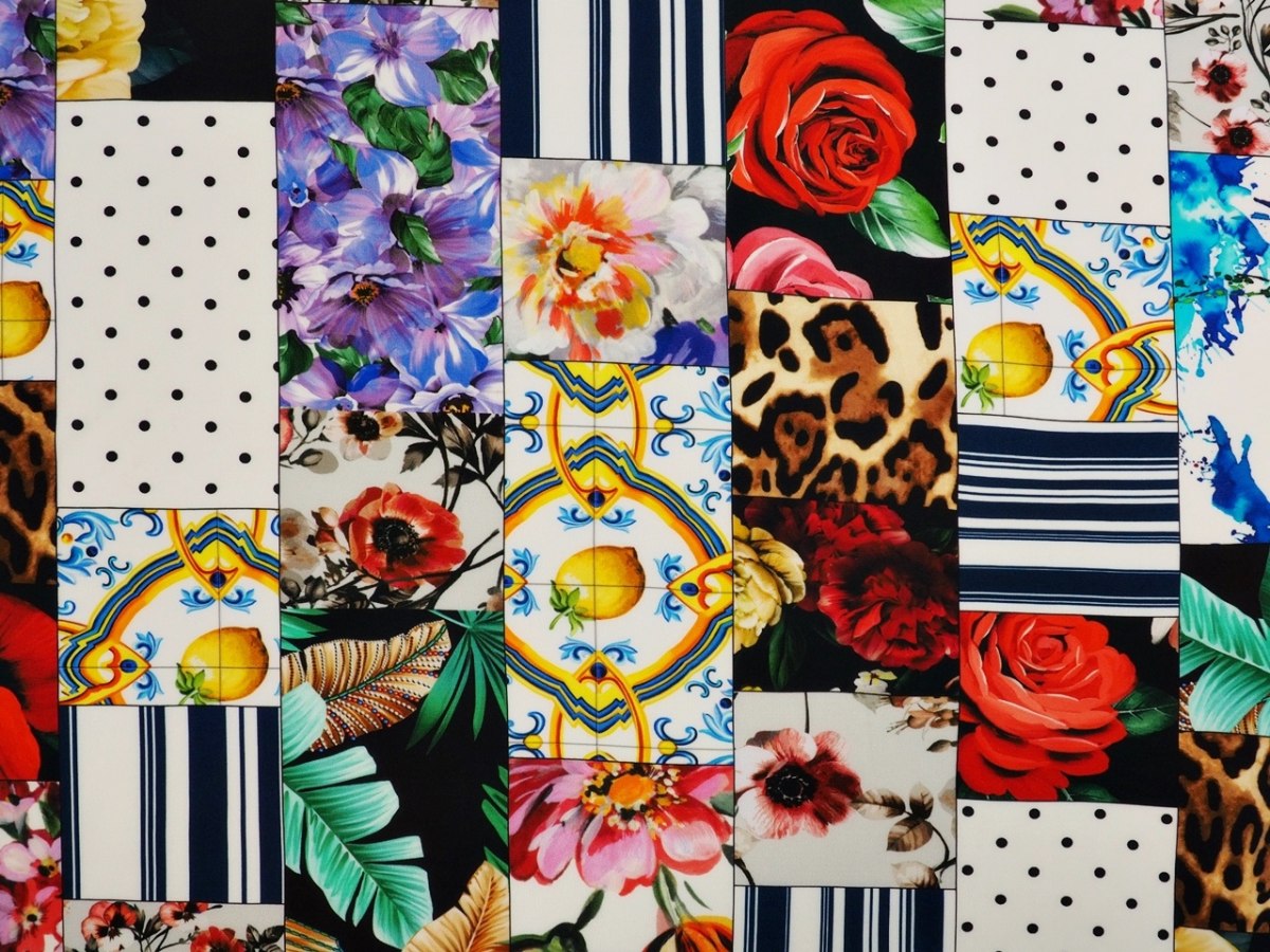 Dzianina wiskozowa - Wielokolorowy patchwork Dzianina wiskozowa - Wielokolorowy patchwork