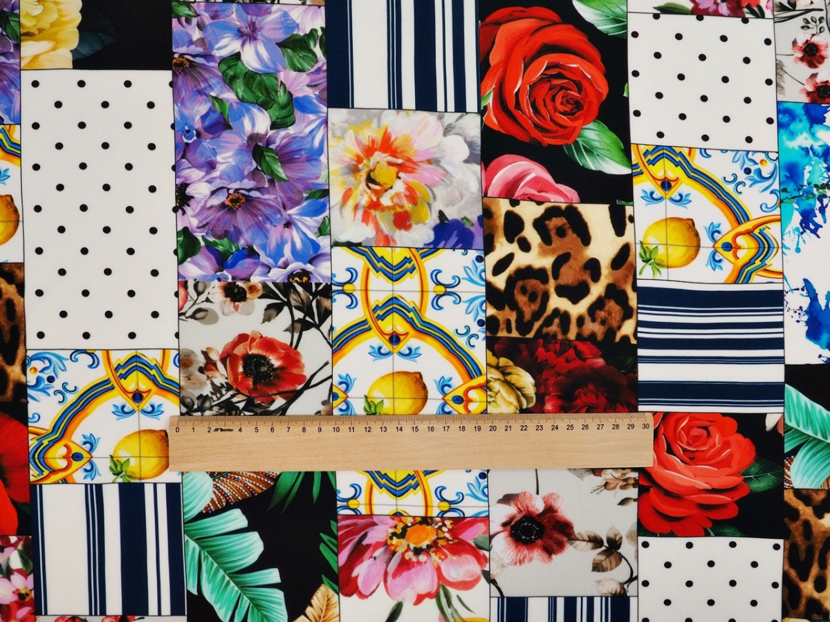 Dzianina wiskozowa - Wielokolorowy patchwork Dzianina wiskozowa - Wielokolorowy patchwork