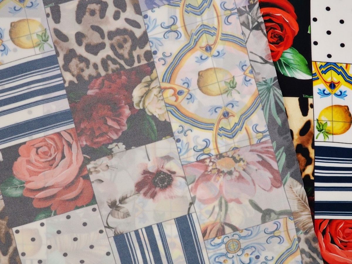 Dzianina wiskozowa - Wielokolorowy patchwork Dzianina wiskozowa - Wielokolorowy patchwork
