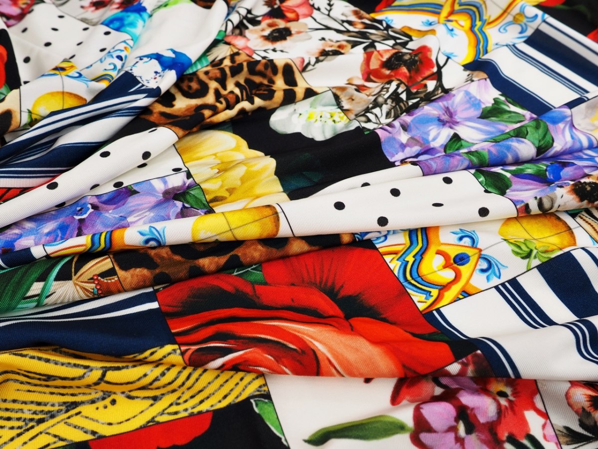 Dzianina wiskozowa - Wielokolorowy patchwork Dzianina wiskozowa - Wielokolorowy patchwork