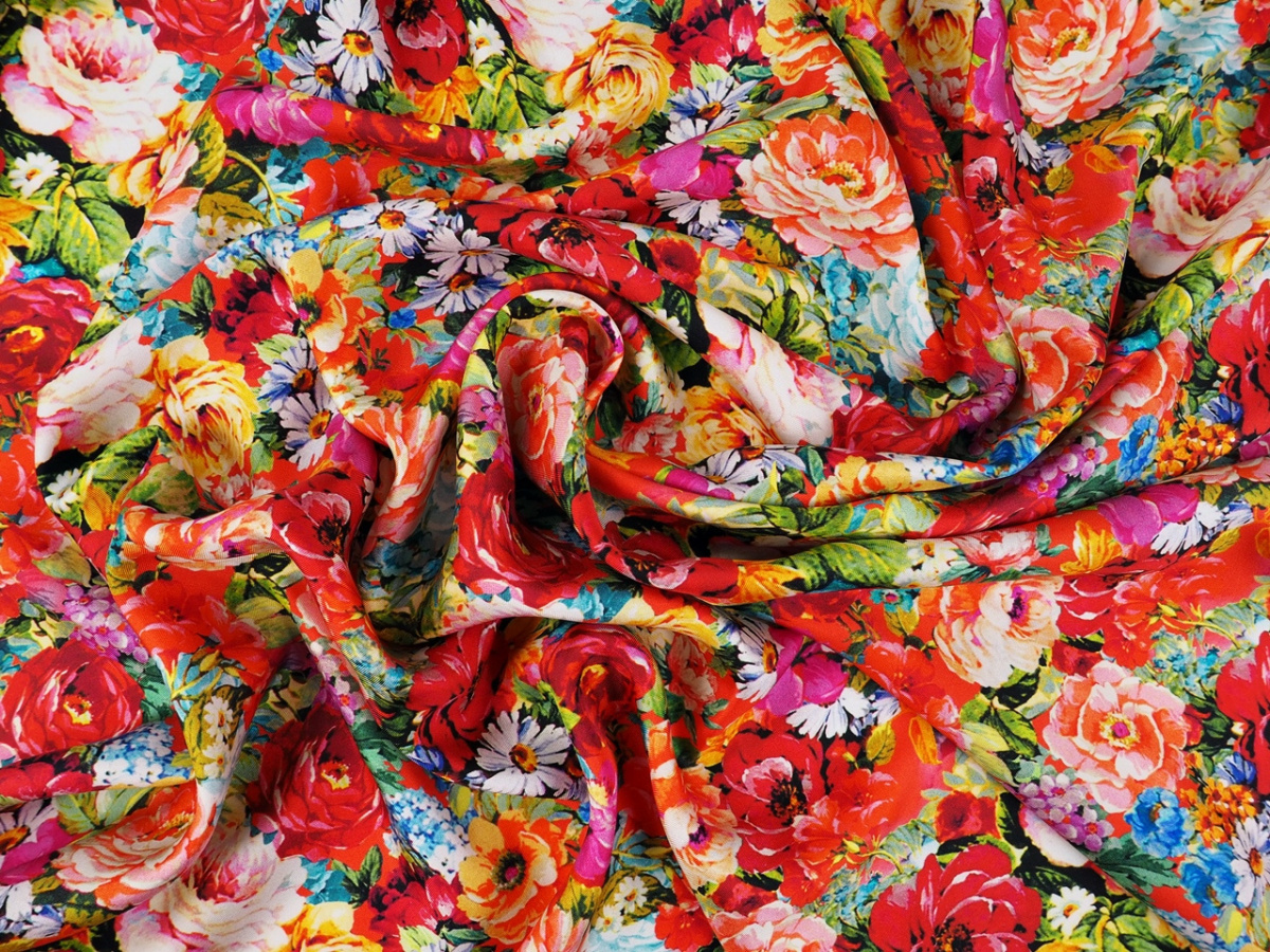 Jedwab twill - Nasycone kwiaty Jedwab twill - Nasycone kwiaty