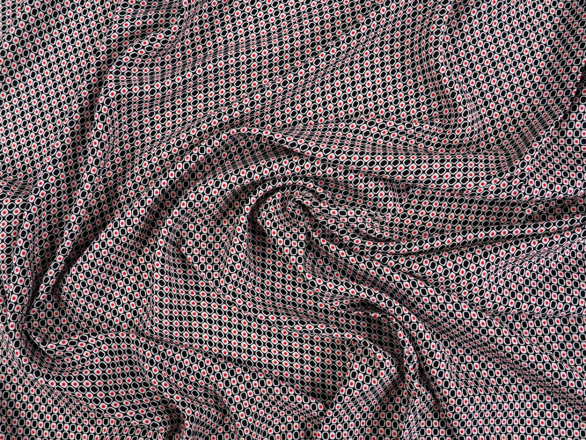 Wiskoza - Retro wzór czerń i biel Wiskoza - Retro wzór czerń i biel