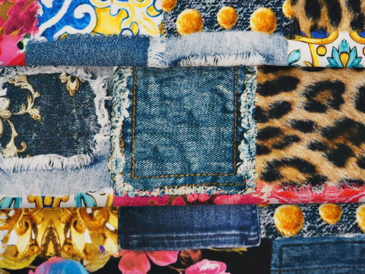 Bawełna - Patchwork jeans i panterka Bawełna - Patchwork jeans i panterka