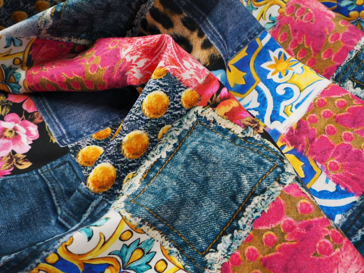 Bawełna - Patchwork jeans i panterka Bawełna - Patchwork jeans i panterka
