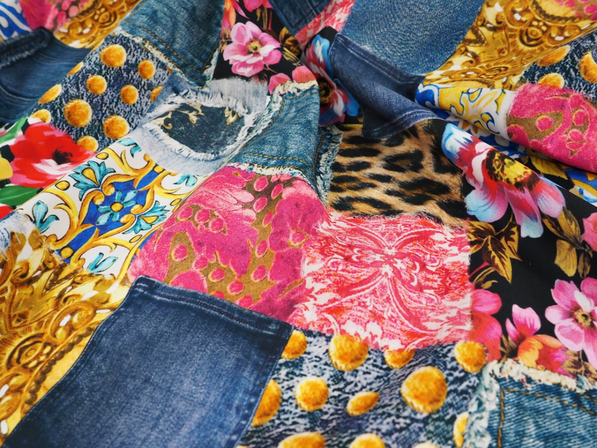 Bawełna - Patchwork jeans i panterka Bawełna - Patchwork jeans i panterka