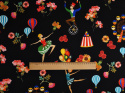 Jedwab twill - Cyrk, kwiaty i balony