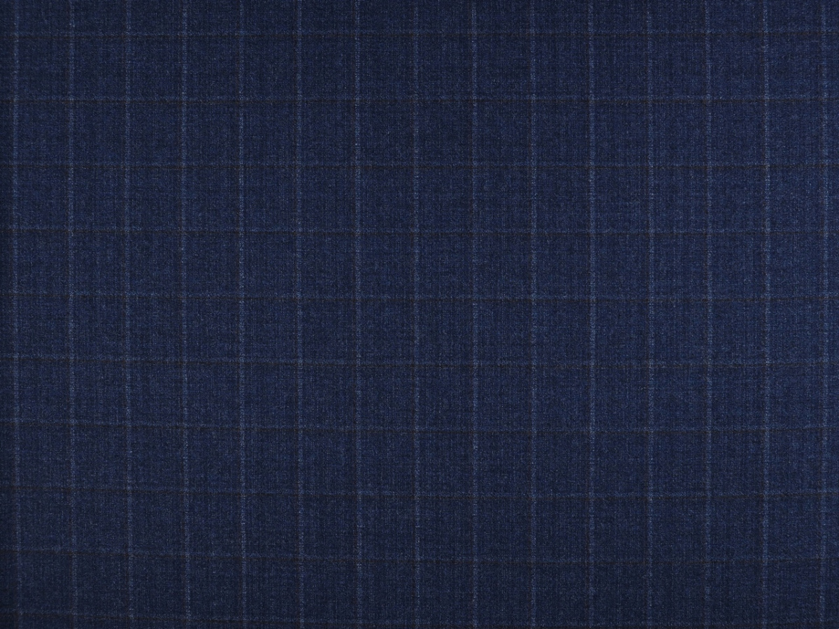 Wełna Cerruti - Krata denim z brązowym prążkiem Wełna Cerruti - Krata denim z brązowym prążkiem