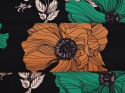 Jedwab elastyczny - Duże jesienne kwiaty na czerni