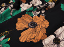 Jedwab elastyczny - Duże jesienne kwiaty na czerni