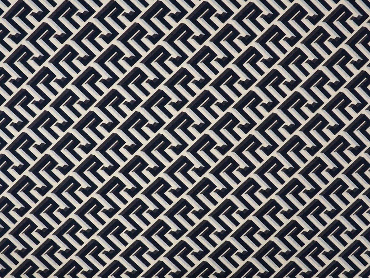 Żakard bawełniany - Geometryczne iluzje granat Żakard bawełniany - Geometryczne iluzje granat