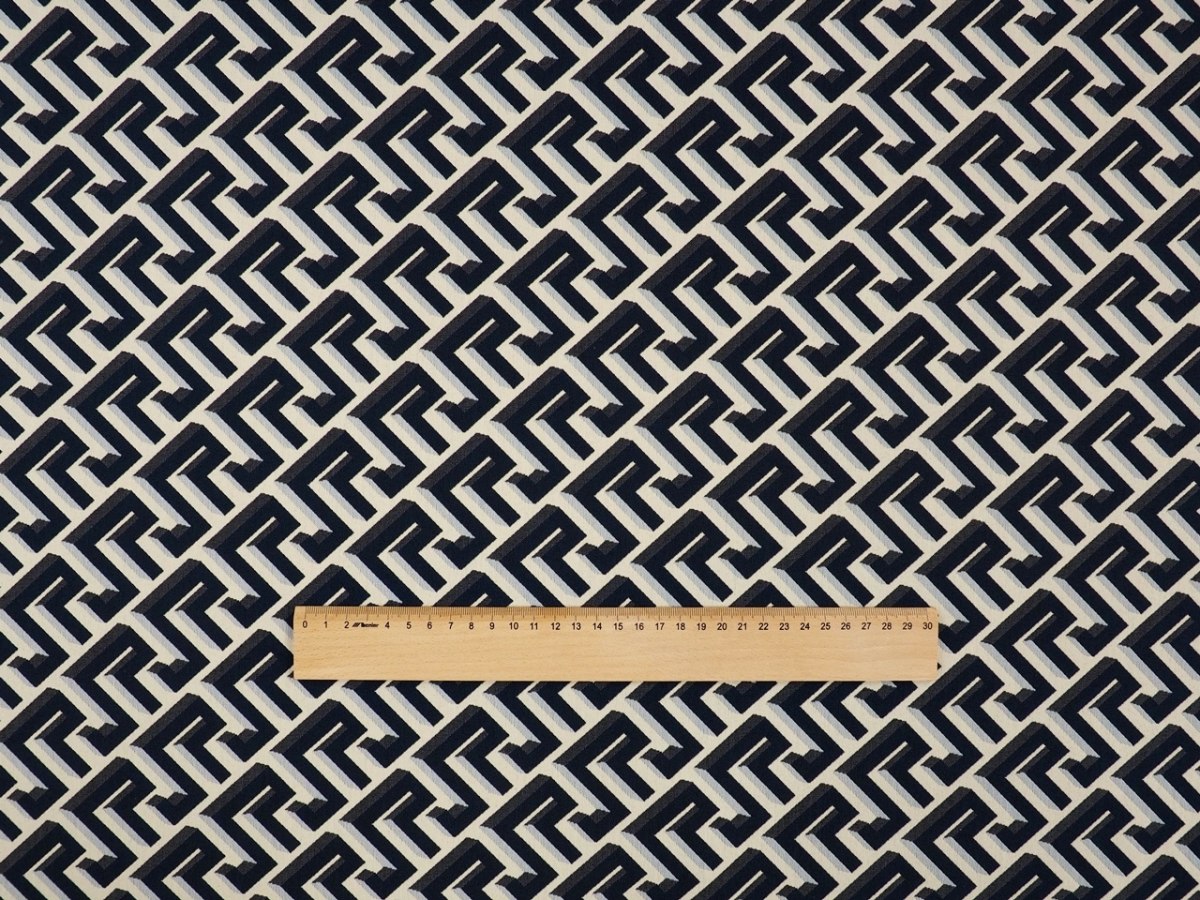 Żakard bawełniany - Geometryczne iluzje granat Żakard bawełniany - Geometryczne iluzje granat