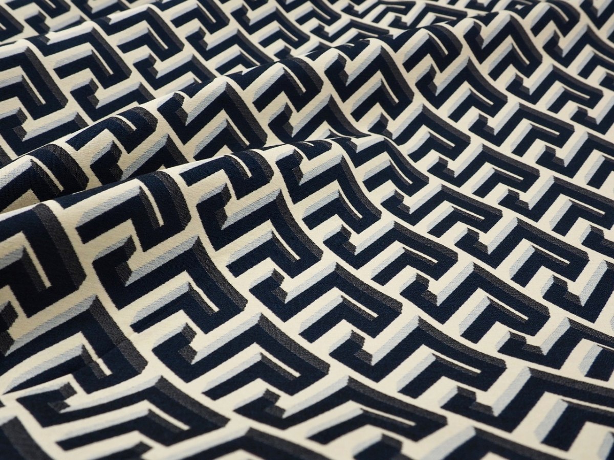Żakard bawełniany - Geometryczne iluzje granat Żakard bawełniany - Geometryczne iluzje granat