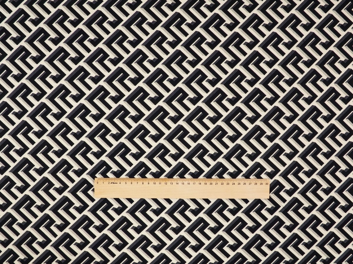 Żakard bawełniany - Geometryczne iluzje czerń Żakard bawełniany - Geometryczne iluzje czerń