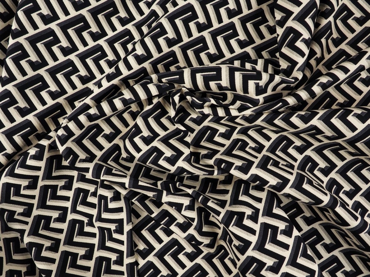 Żakard bawełniany - Geometryczne iluzje czerń Żakard bawełniany - Geometryczne iluzje czerń